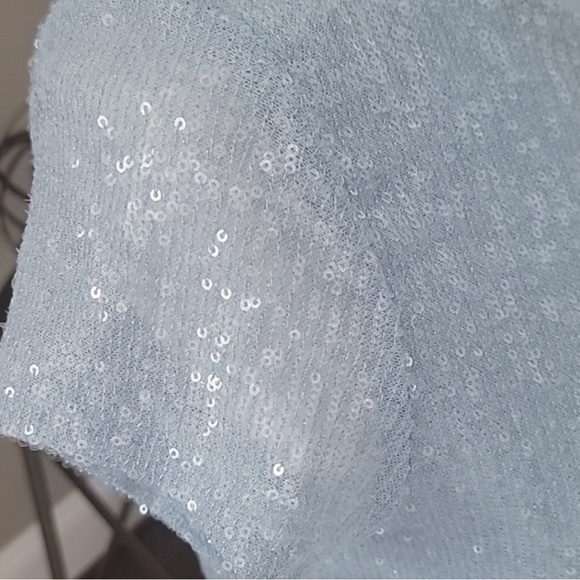 Rachel Zoe Powder Blue Sequin Crop Top - Picture 10 of 10